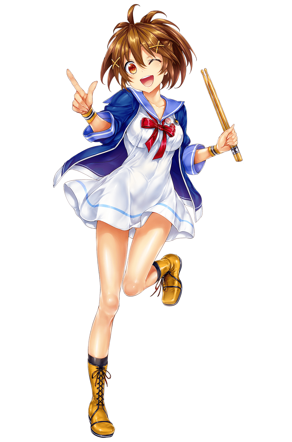 Akesaka Serina Irodorimidori Highres Official Art 1girl Badge Black Socks Blue Sailor